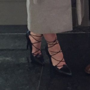 Zara black lace up heel